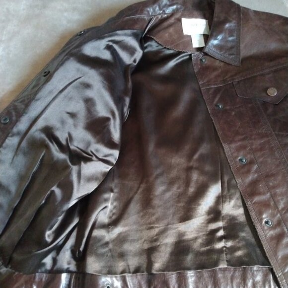 Hugo Buscati Leather Trucker Jacket Vintage Retro 70s Sz Med* Brown Snaps Lined - Picture 10 of 16